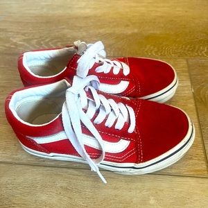 Boys red Vans shoes